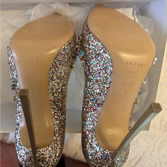 Casadei size 39 pellame Glitter Rainbow Stilletos - Picture 4 of 12